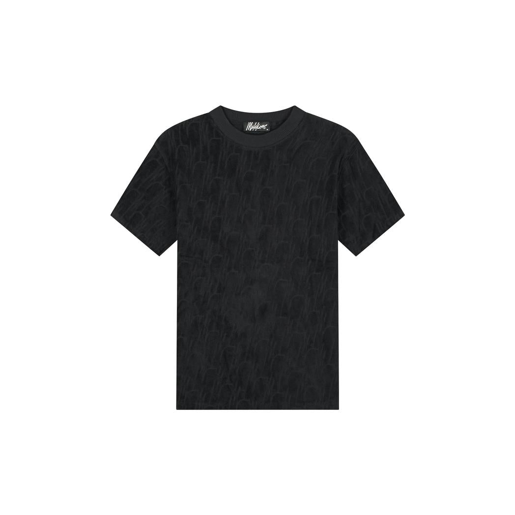 Monogram Towelling T-Shirt Black-Malelions-Mansion Clothing