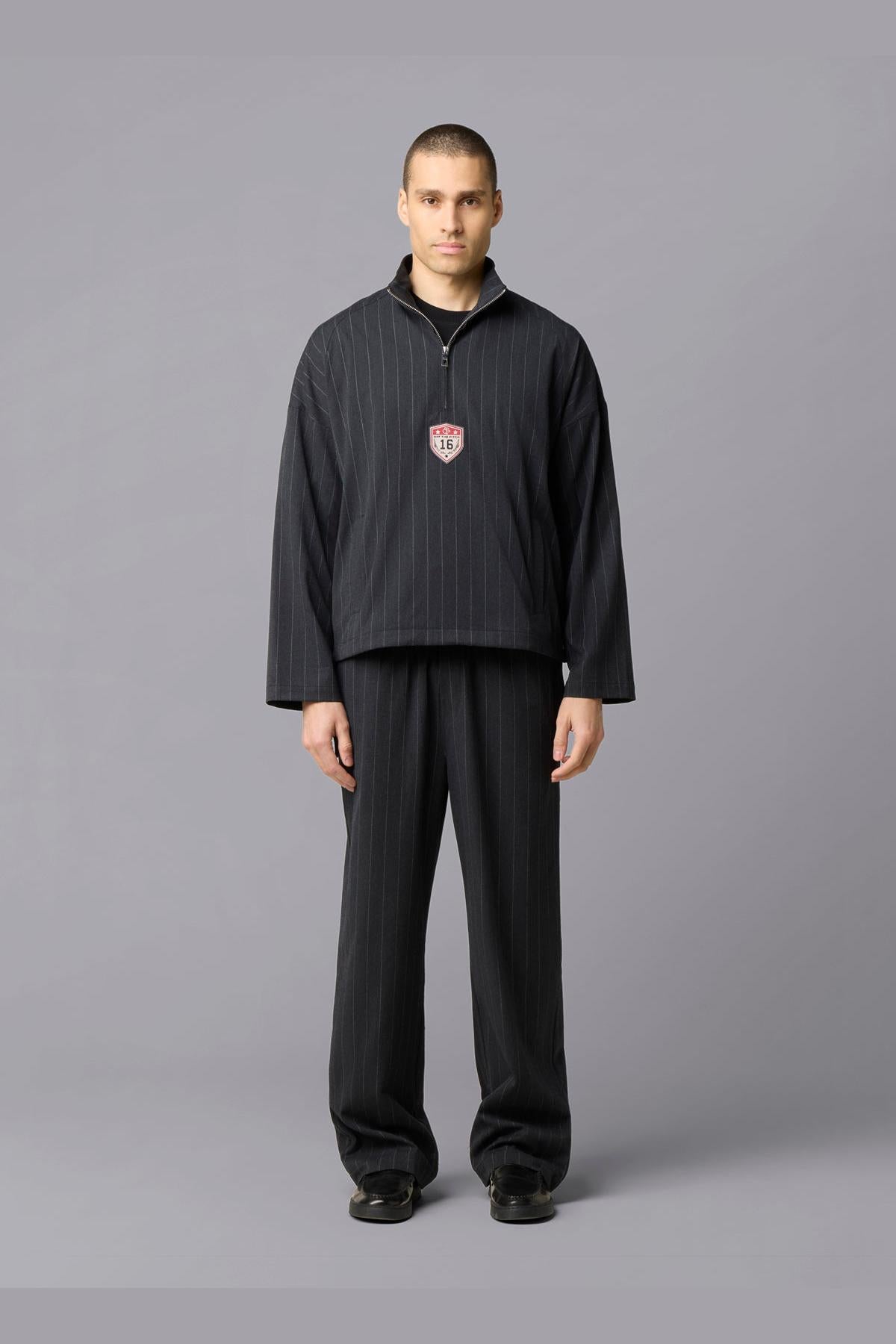 Pin Stripe Funnel Black