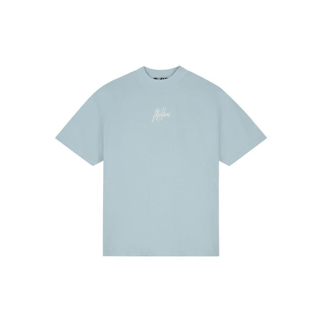 Oversized Striped Signature T-Shirt Ice Blue-Malelions-Mansion Clothing