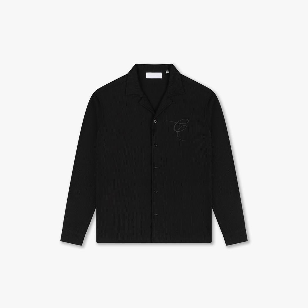 Ribbed Longsleeve Shirt Black-CROYEZ-Mansion Clothing