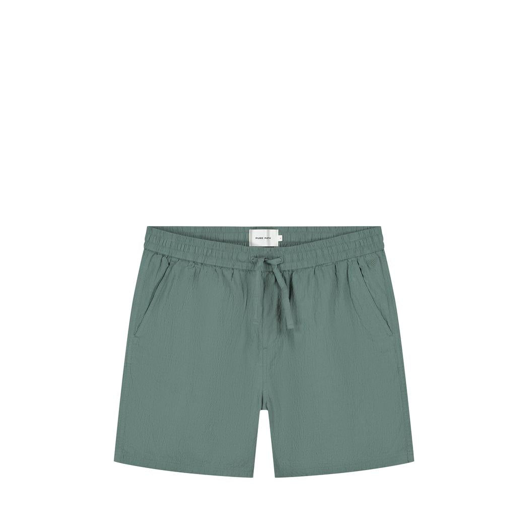 Seersucker Shorts Faded Green-Pure Path-Mansion Clothing