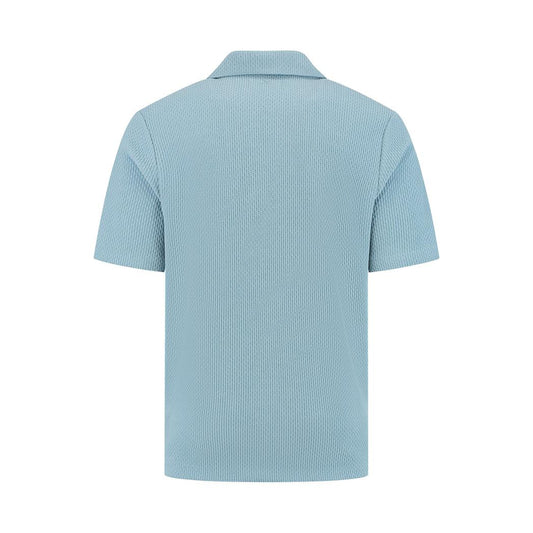 Short Sleeve Honeycomb Shirt Blue Grey-Pure Path-Mansion Clothing