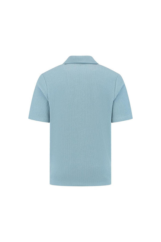 Short Sleeve Honeycomb Shirt Blue Grey