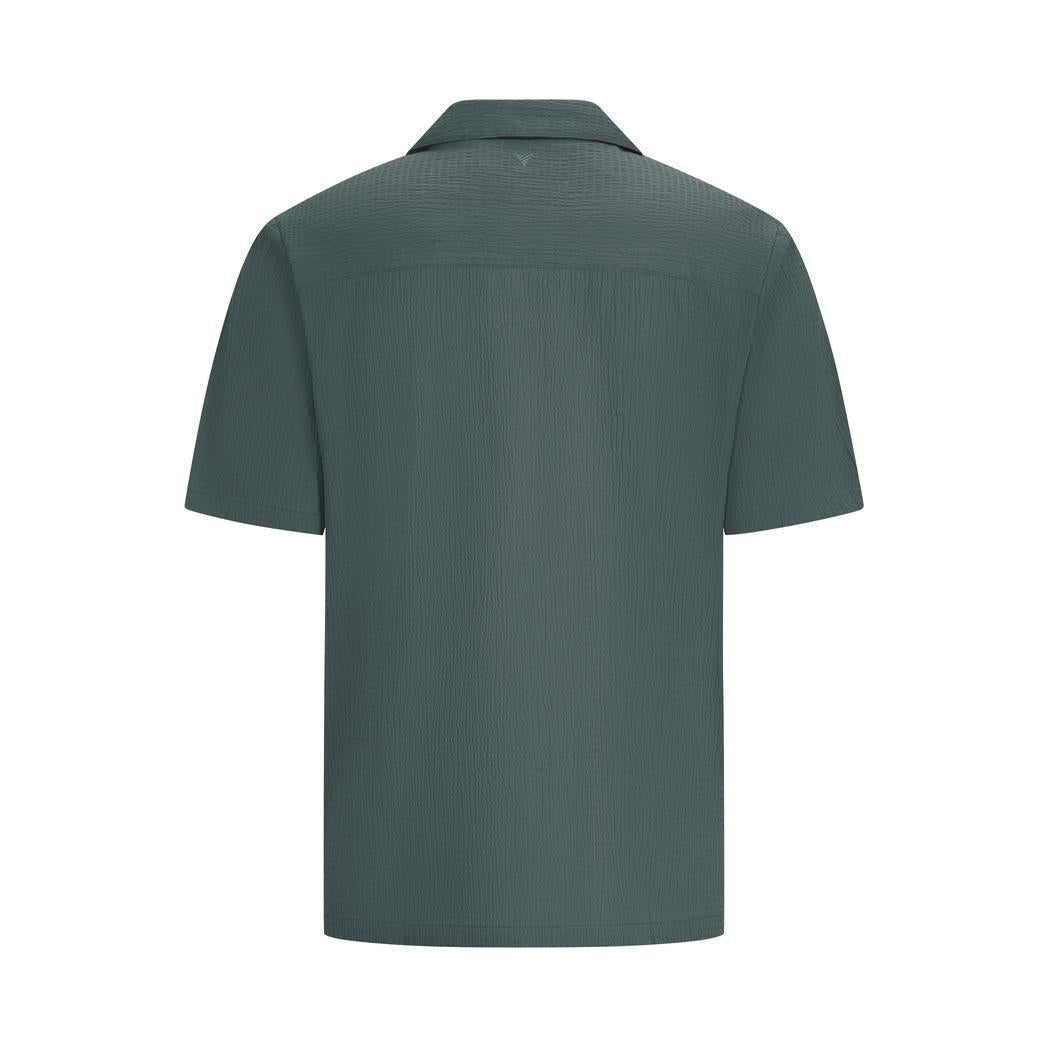 Short Sleeve Seersucker Shirt Faded Green