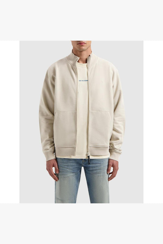 Stand-Up Collar Zip Sweater Sand