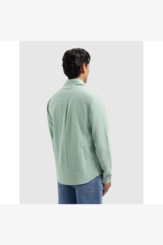 Striped Cotton Longsleeved Shirt Emerald