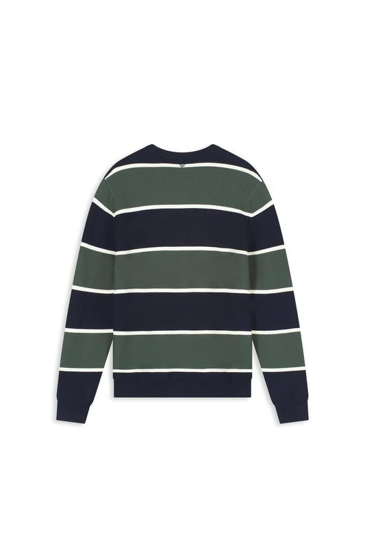 Striped Knit Sweater Dark Navy-Pure Path-Mansion Clothing