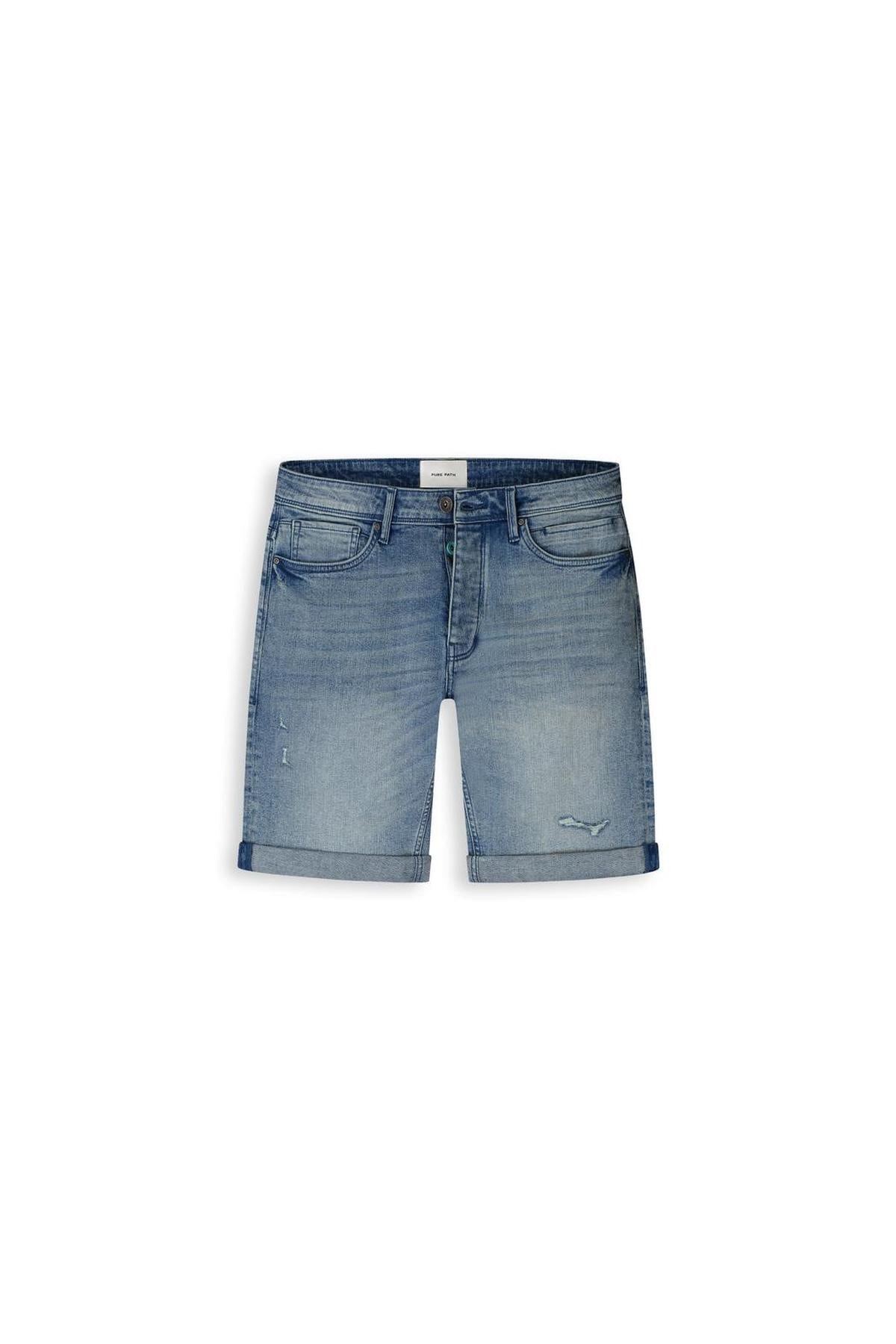 The Miles Slim Fit Short Denim Mid Blue