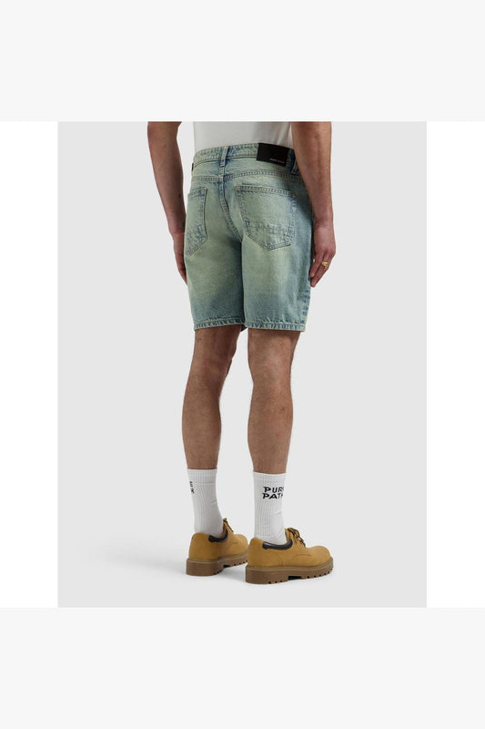The Owen Regular Fit Short Denim Blue Green