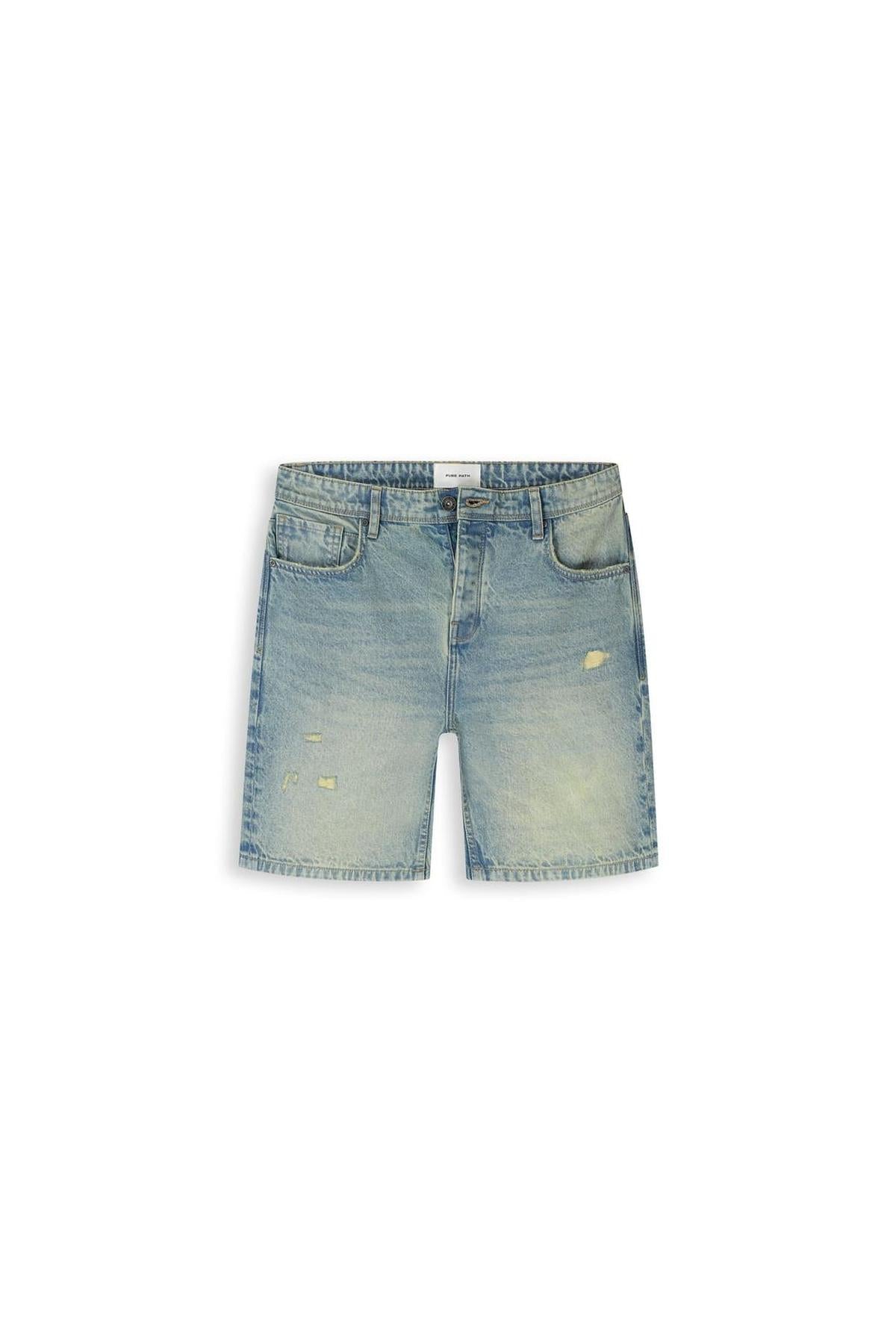 The Owen Regular Fit Short Denim Blue Green