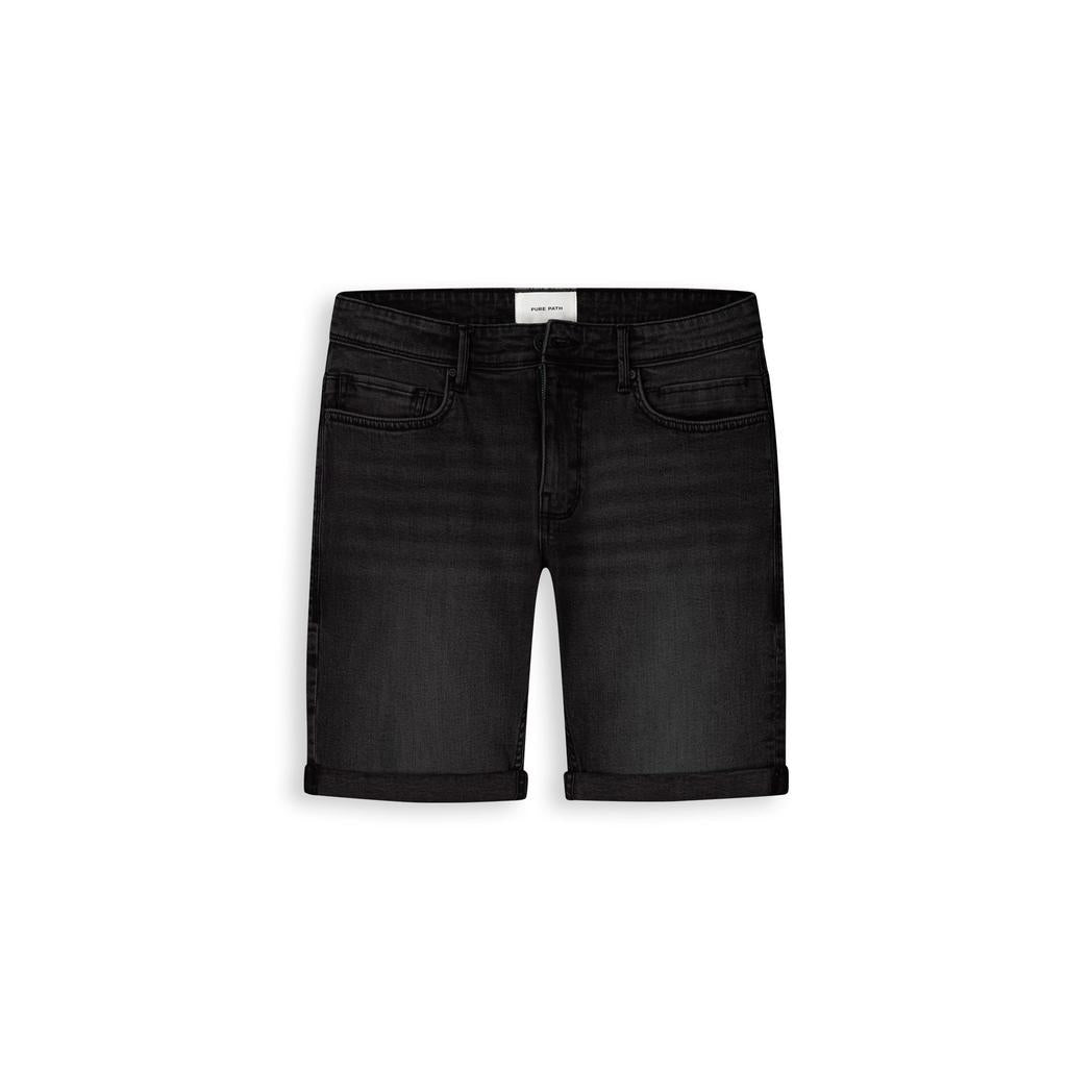 The Steve Skinny Fit Short Denim Dark Grey-Pure Path-Mansion Clothing