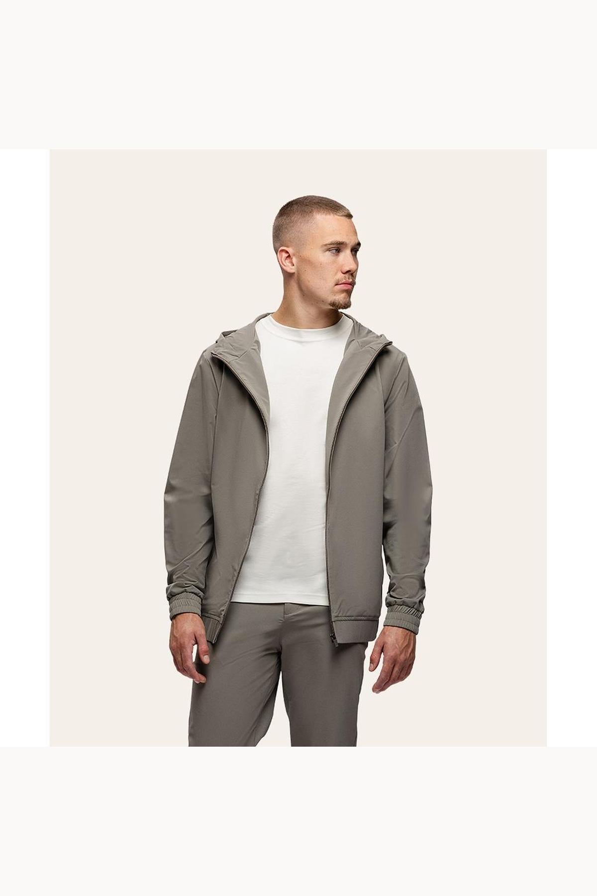 Tracksuit Jacket with Hoody Taupe-Tria D'oro-Mansion Clothing