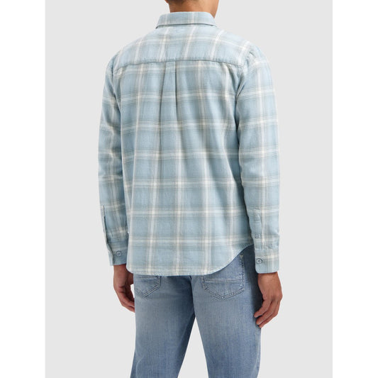 Twill Checked Overshirt Lt Blue-Pure Path-Mansion Clothing