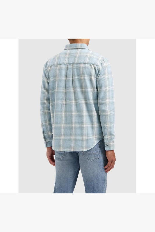 Twill Checked Overshirt Lt Blue
