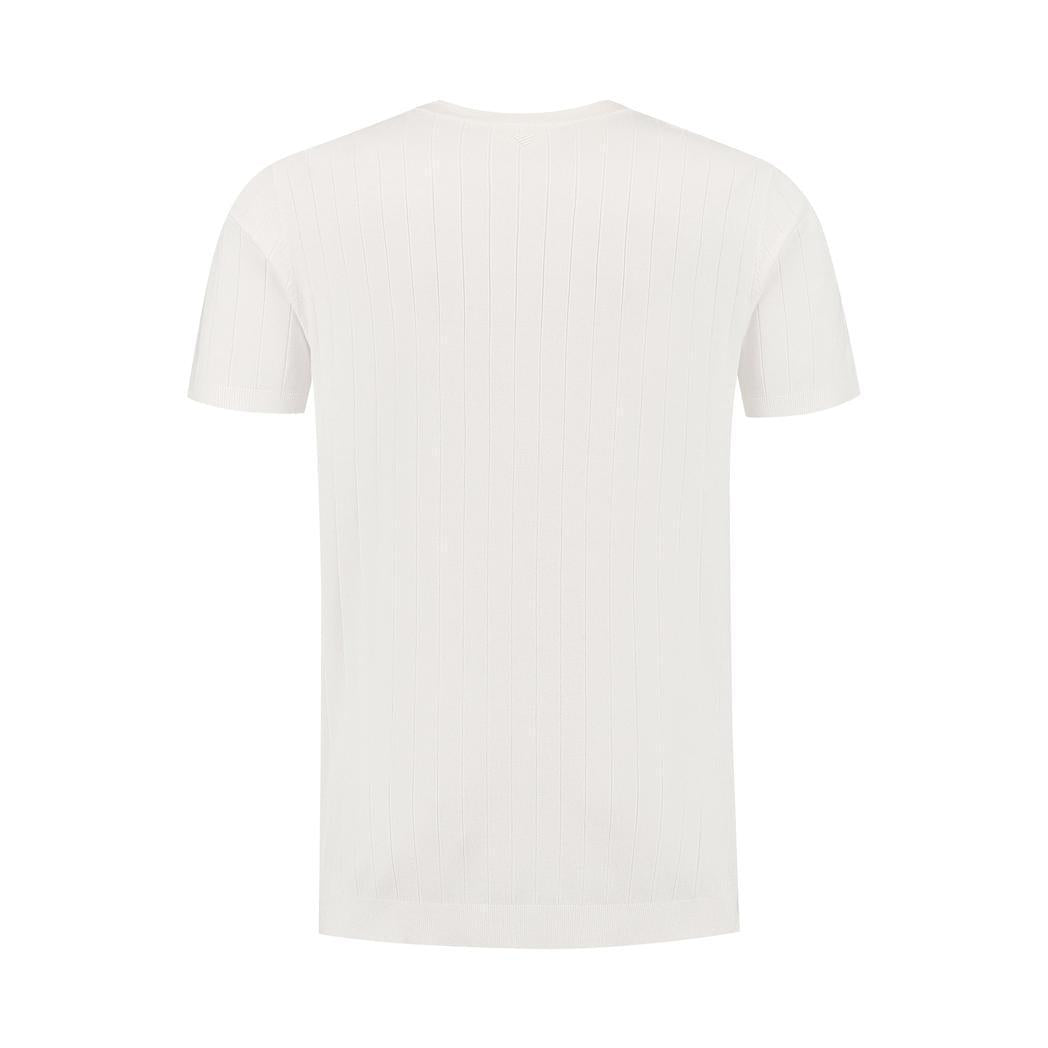 Vertical Striped Knitwear T-shirt Off White-Pure Path-Mansion Clothing