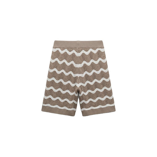 Wavy Crochet Knitted Shorts Taupe