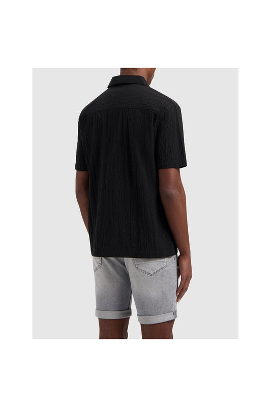 Wrinkled Short Sleeve Shirt - Black