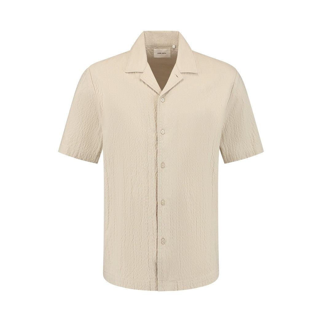 Wrinkled Short Sleeve Shirt - Sand-Pure Path-Mansion Clothing
