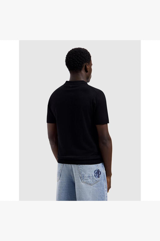 Zip Knitted Polo Black