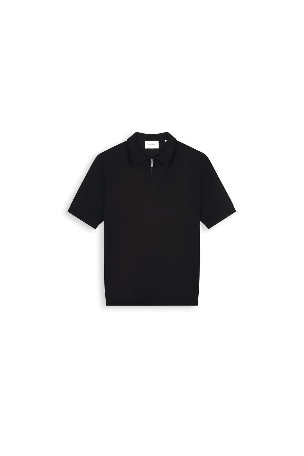 Zip Knitted Polo Black