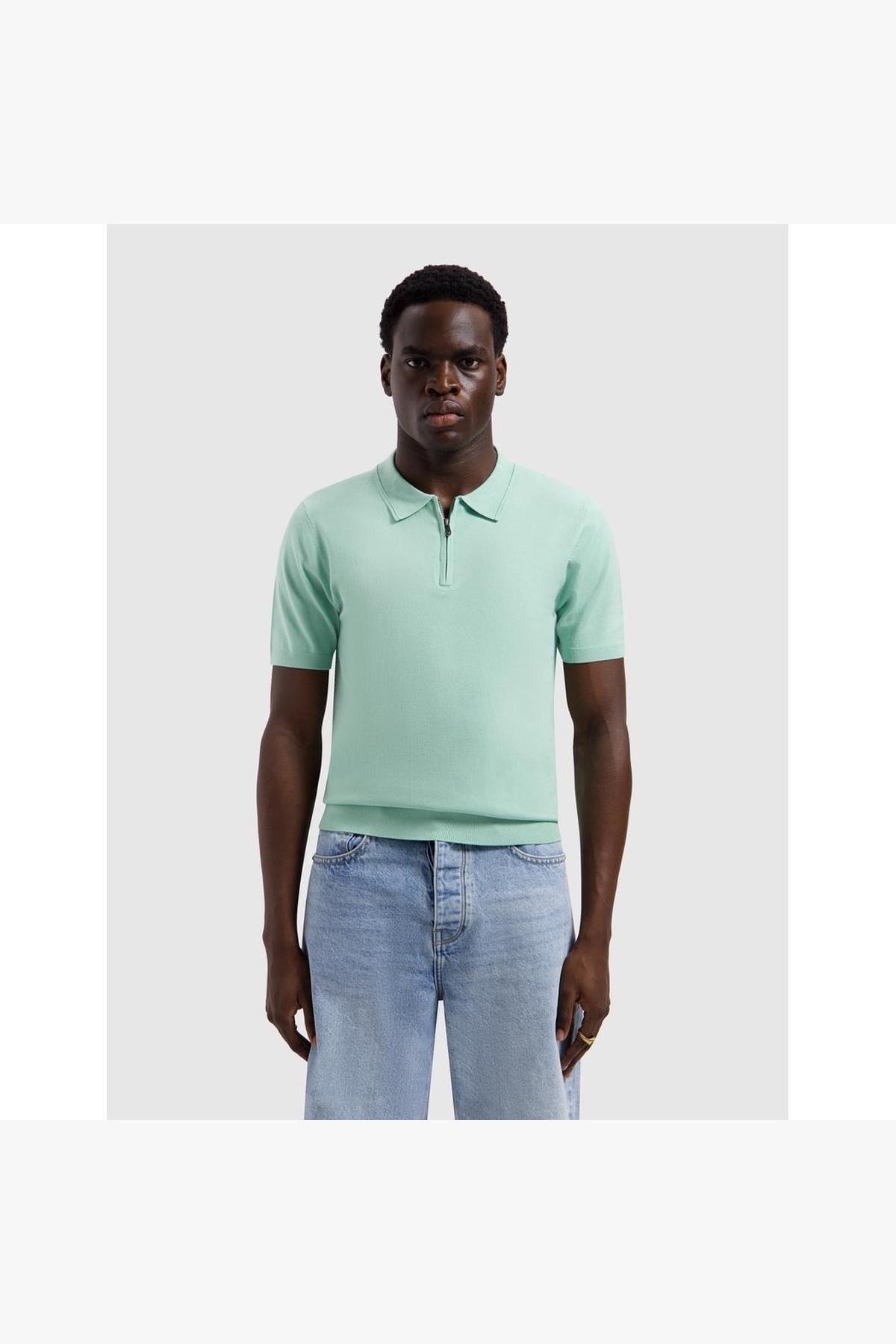 Zip Knitted Polo Mint-Pure Path-Mansion Clothing