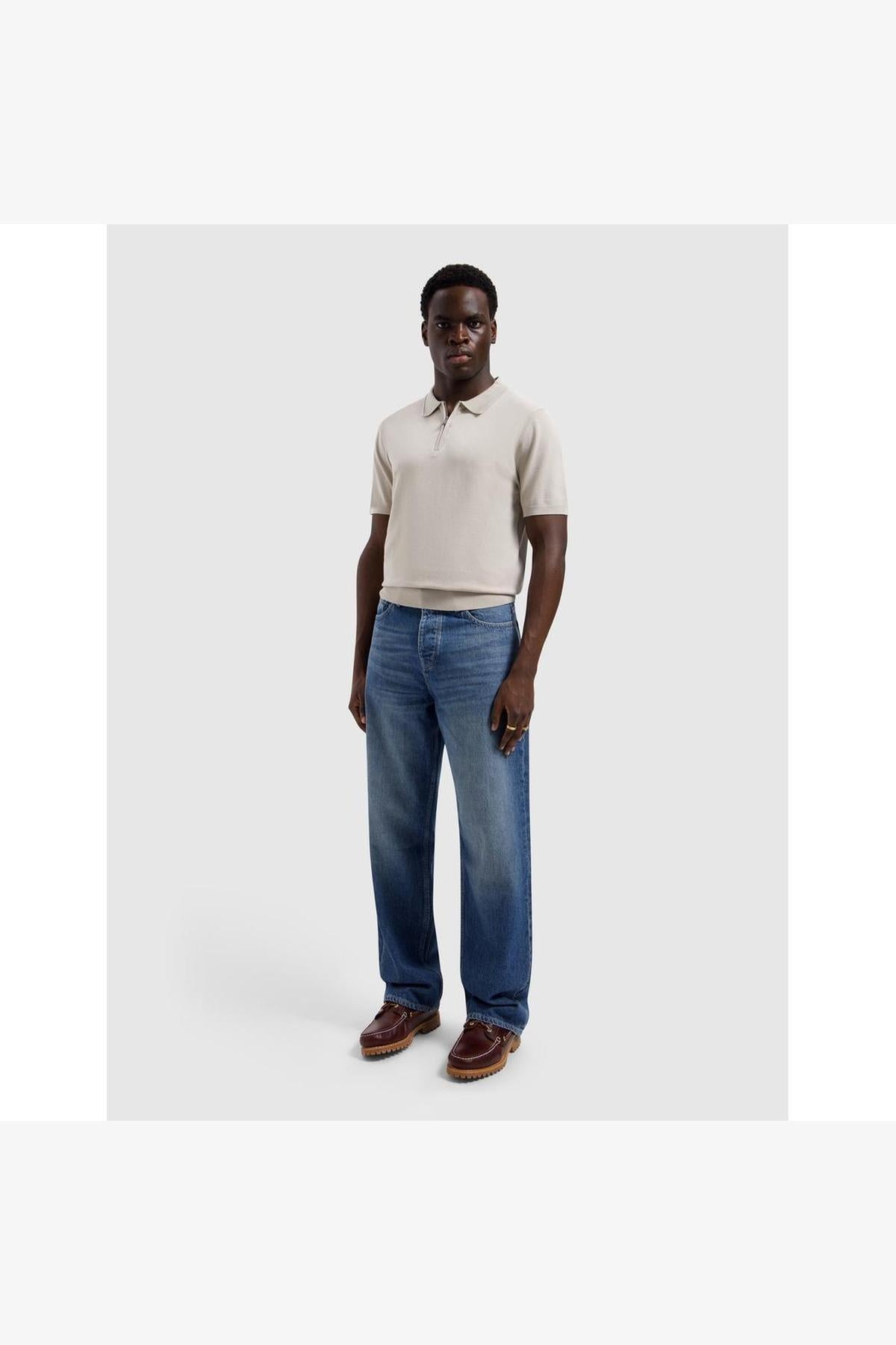 Zip Knitted Polo Sand