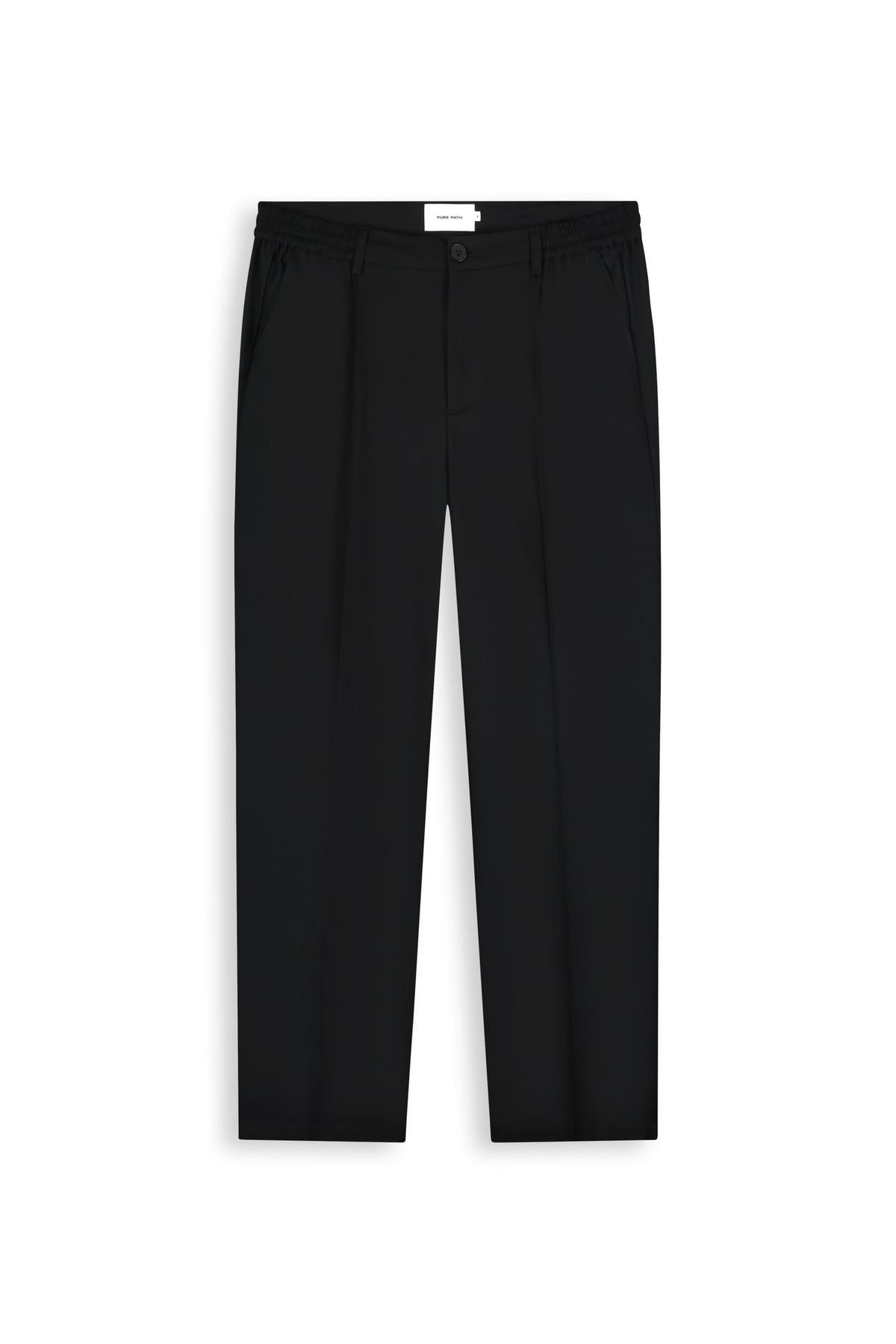 Pleated twill pants Black