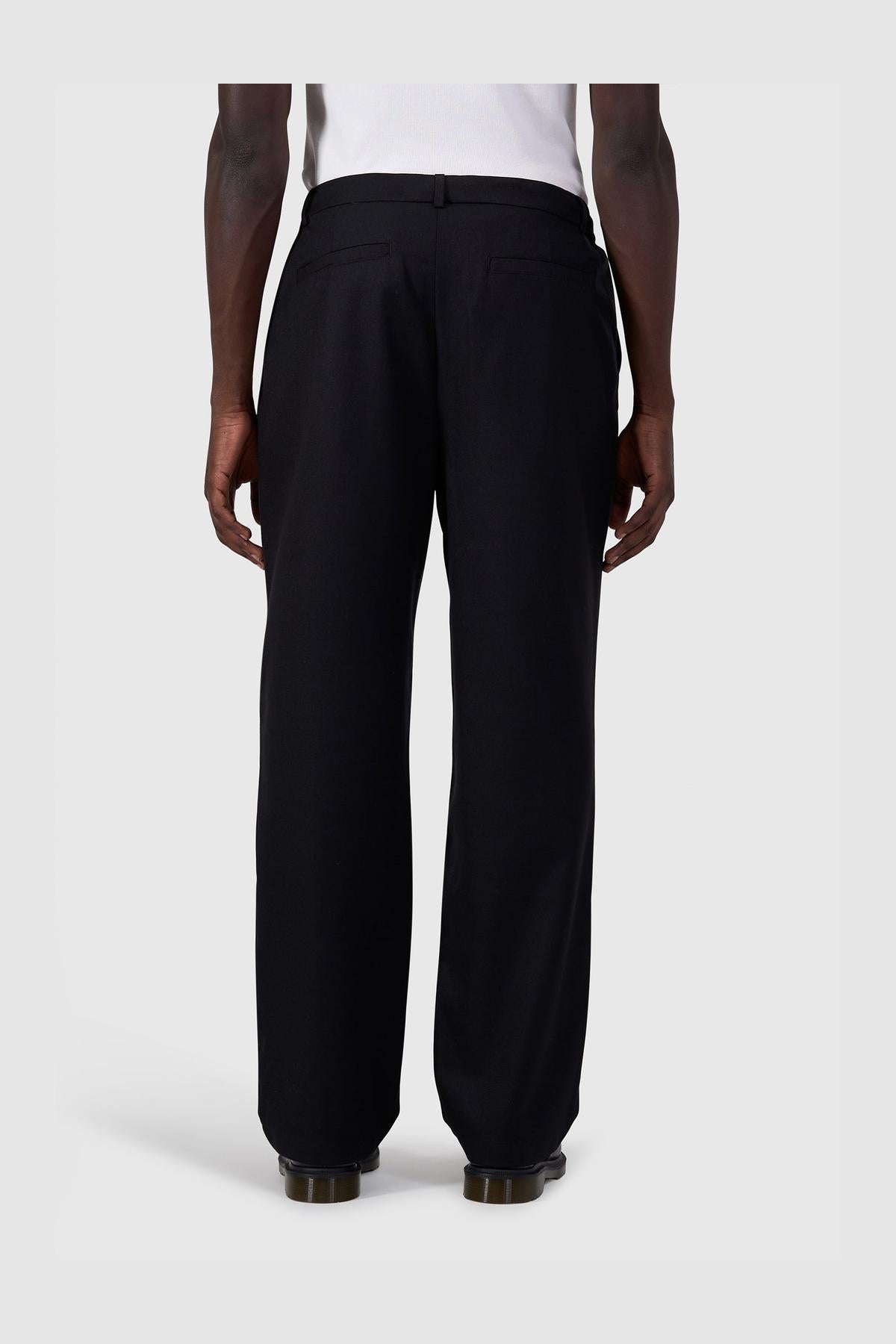 Pleated twill pants Black