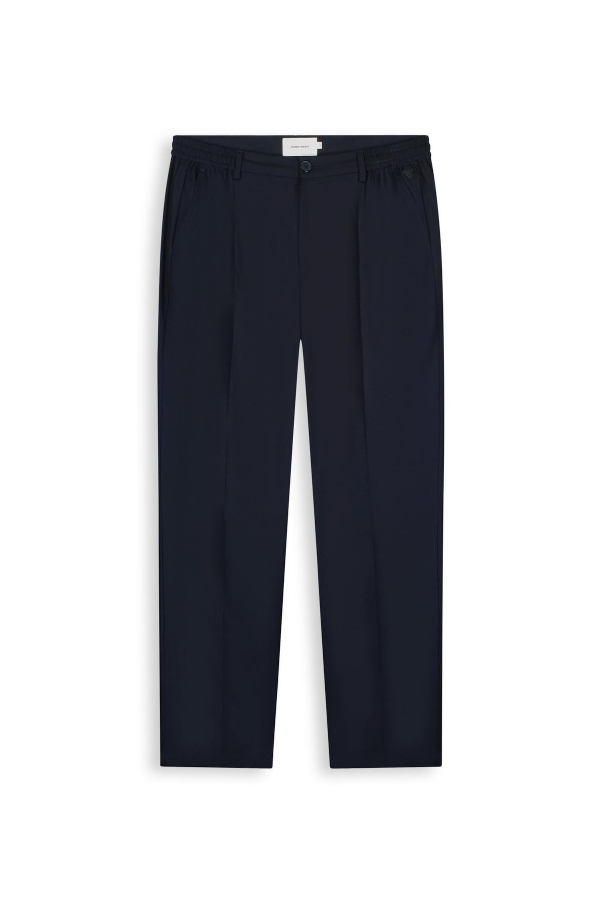 Pleated twill pants Dark Navy