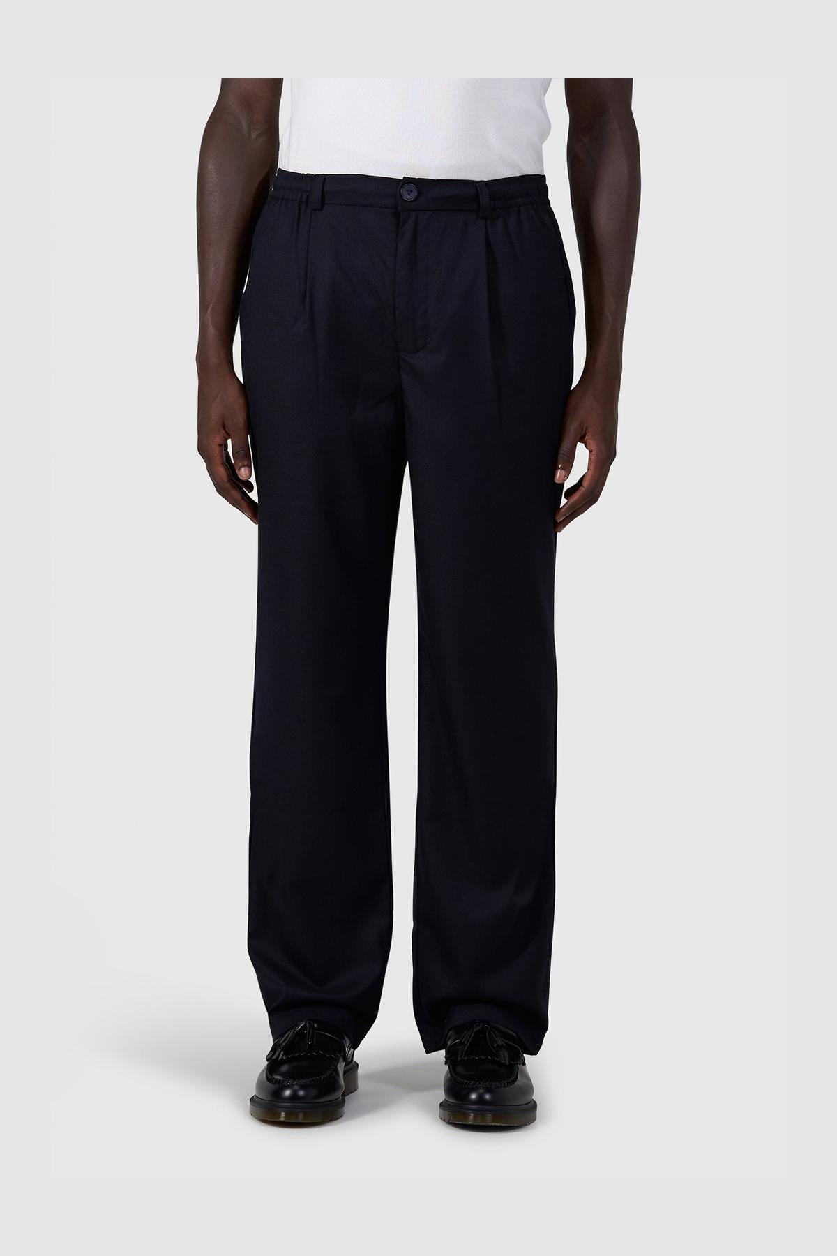 Pleated twill pants Dark Navy