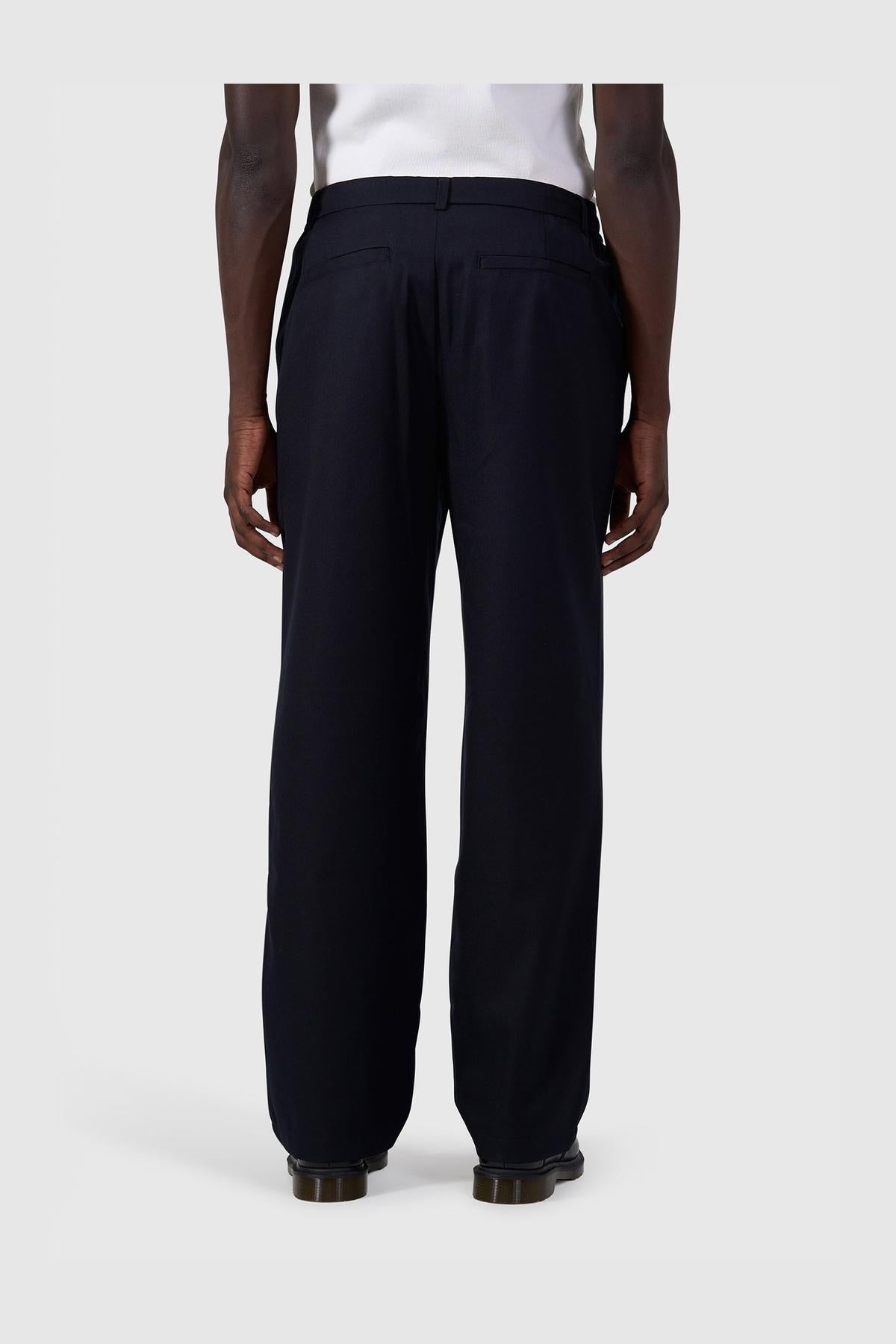 Pleated twill pants Dark Navy