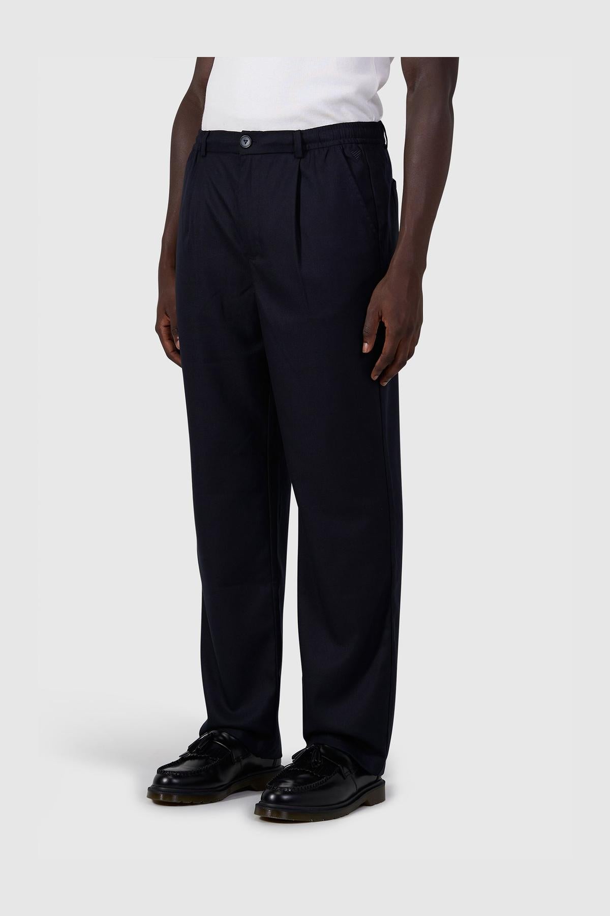 Pleated twill pants Dark Navy