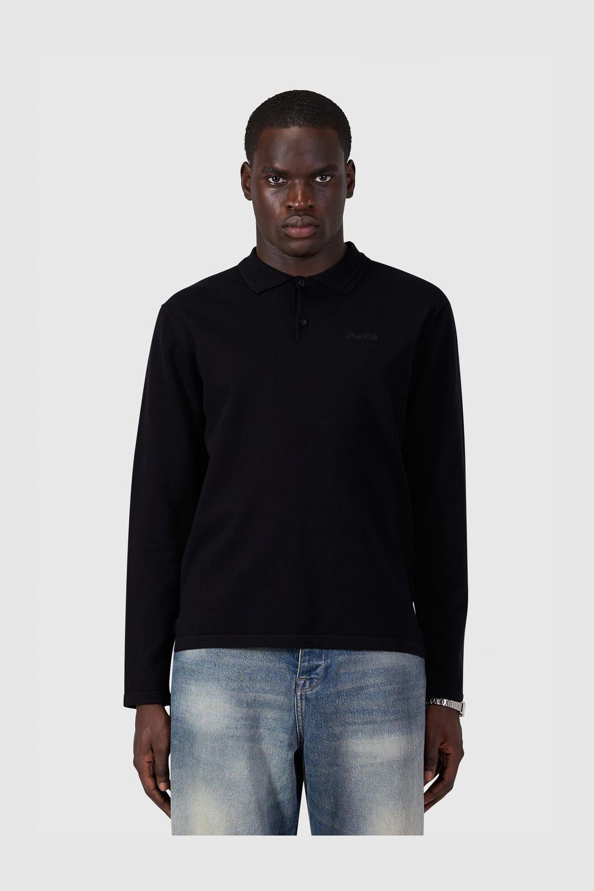 Light weight Knit Polo Black