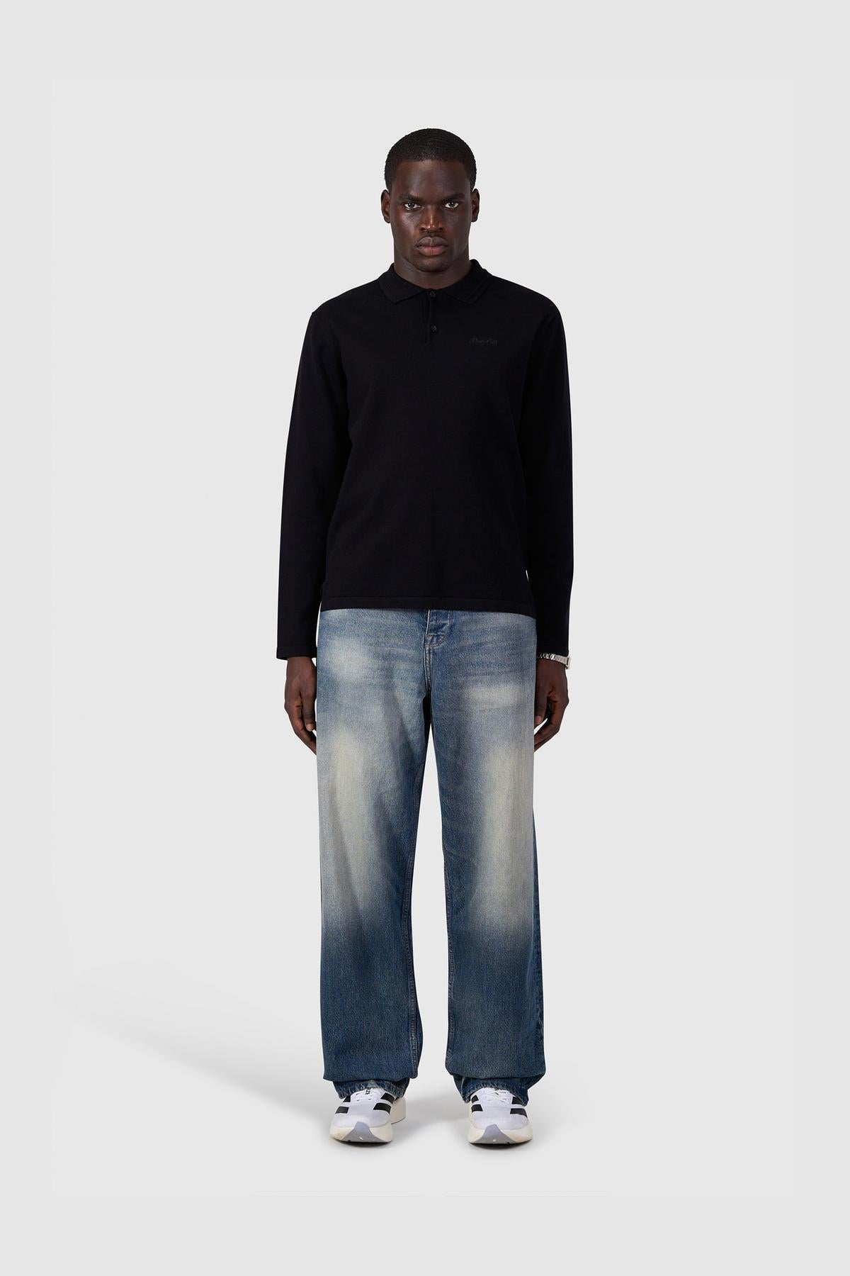 Light weight Knit Polo Black