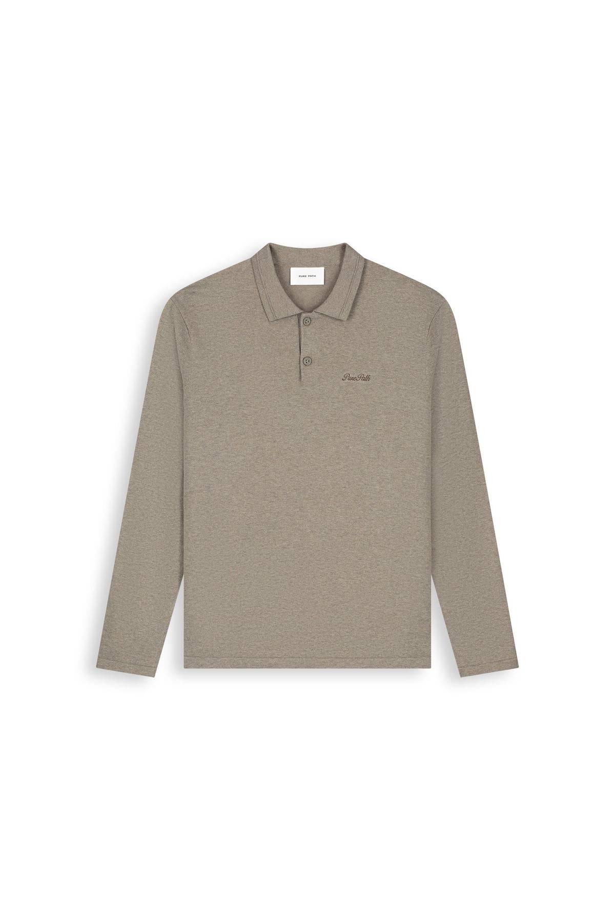 Light weight Knit Polo Taupe Melange