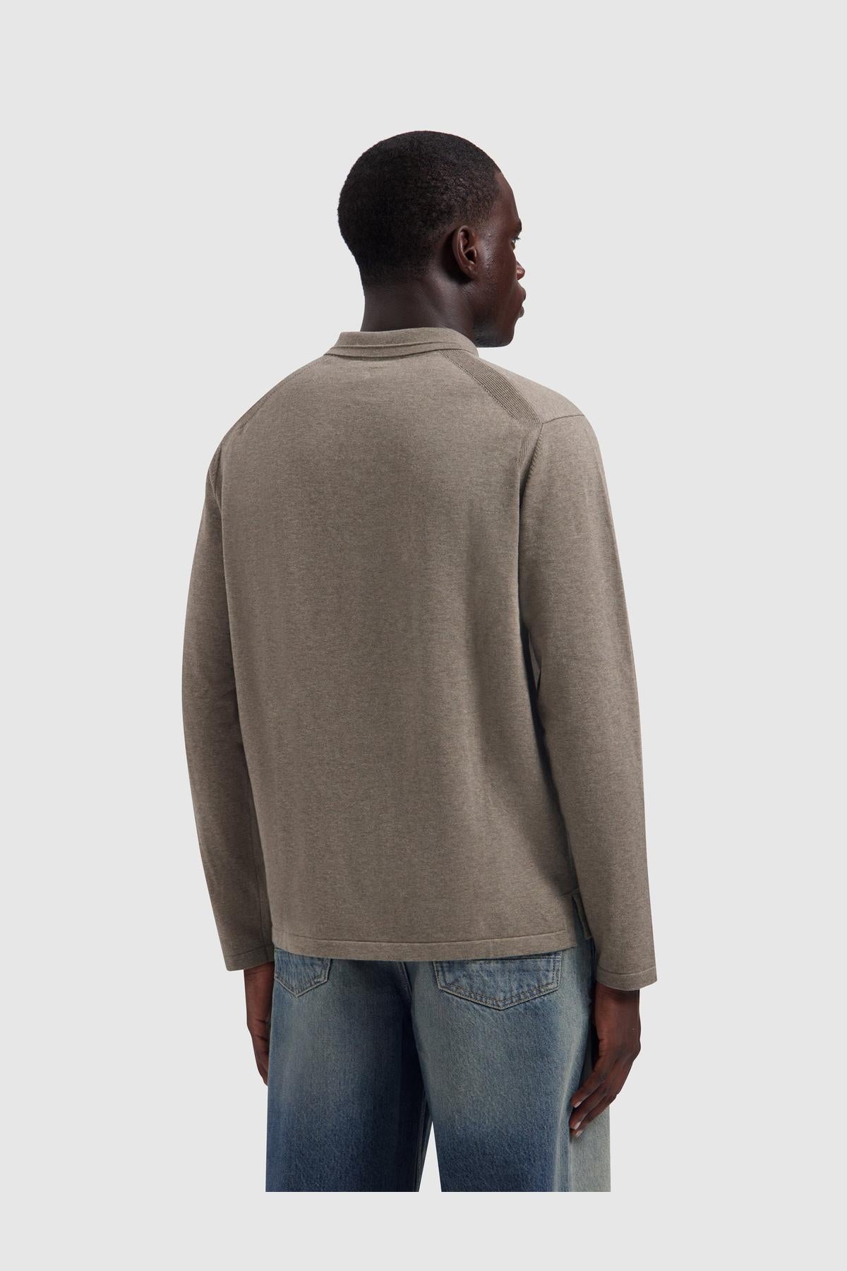 Light weight Knit Polo Taupe Melange