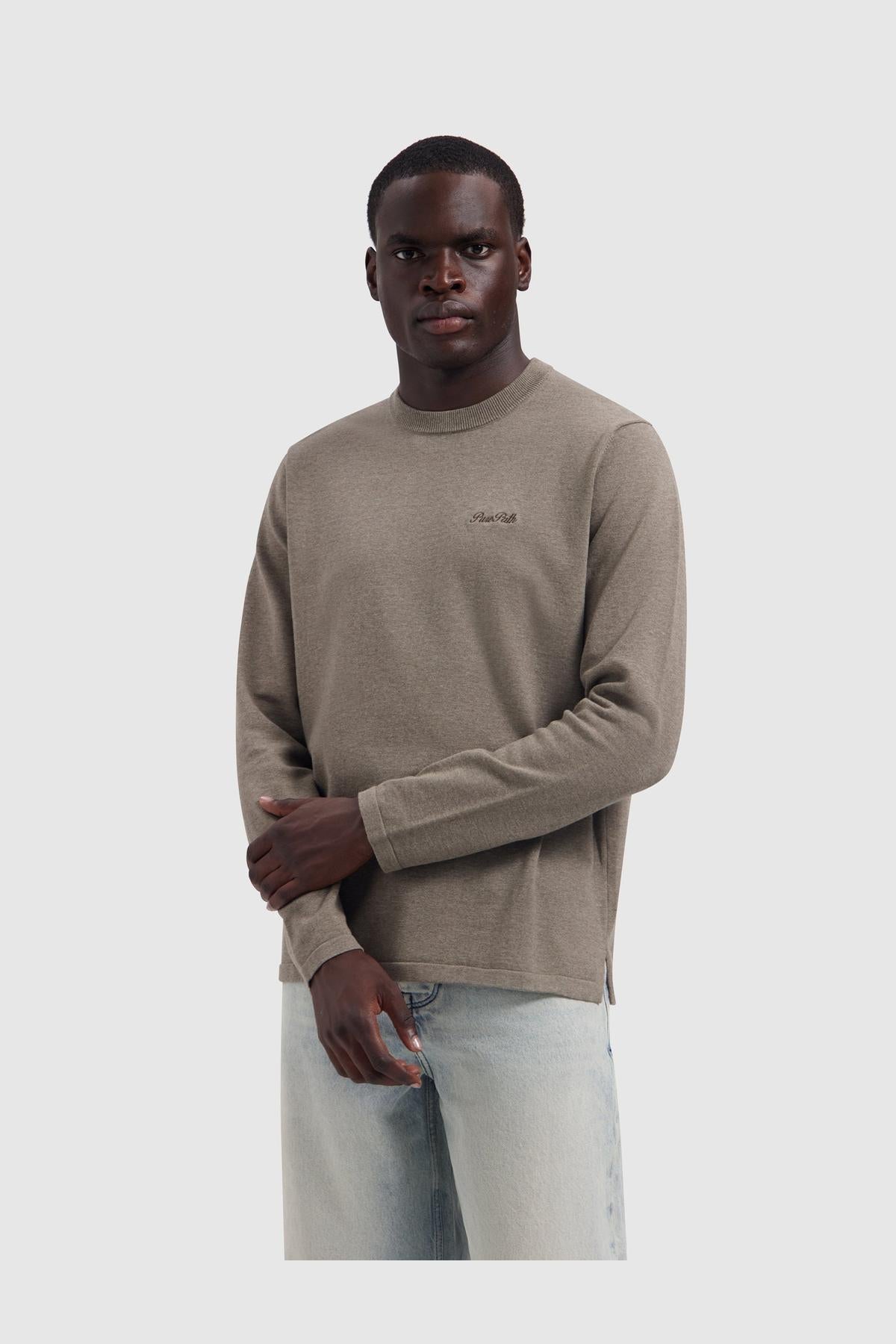 Light weight Knit Sweater Taupe Melange