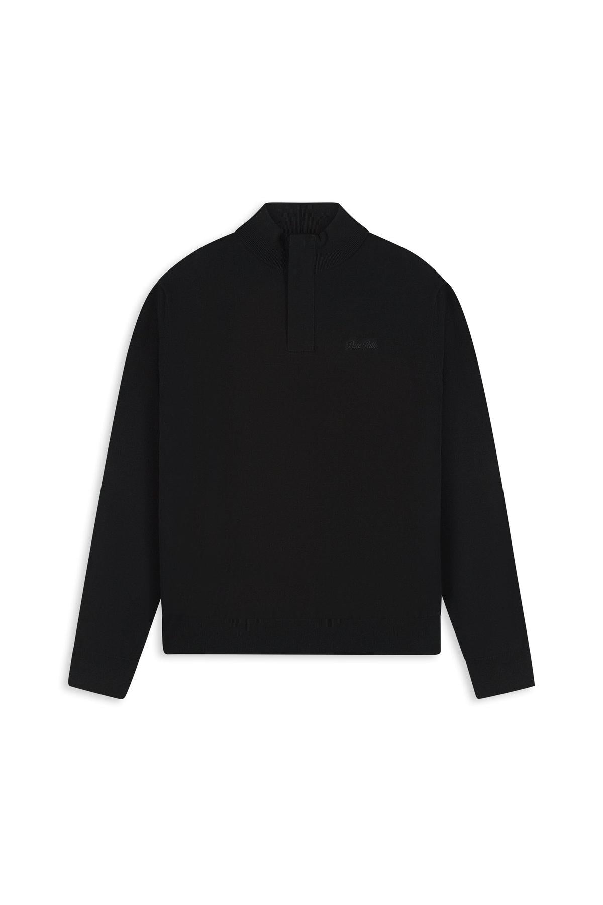 Light weight Hidden Half-zip Knit Black