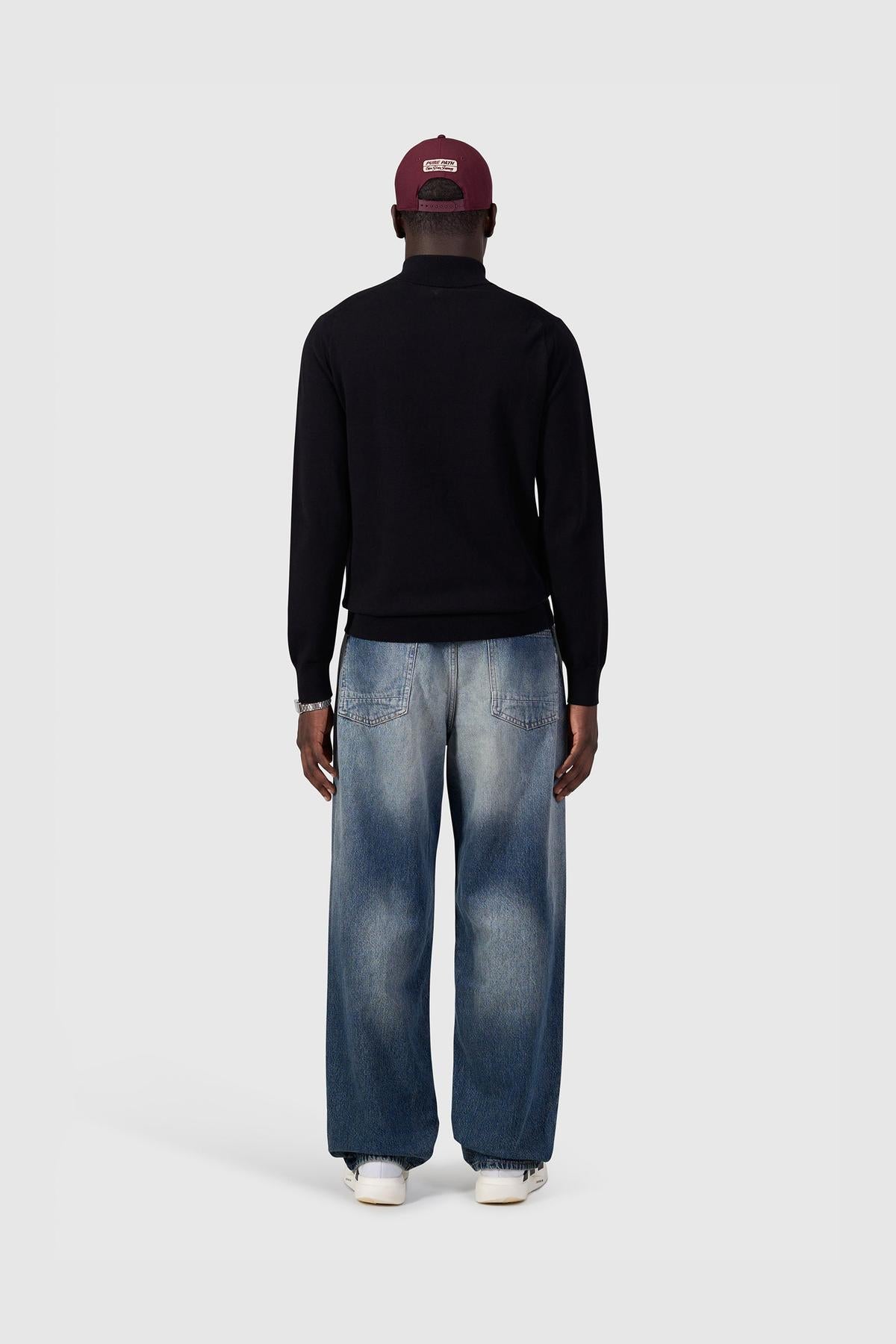 Light weight Hidden Half-zip Knit Black