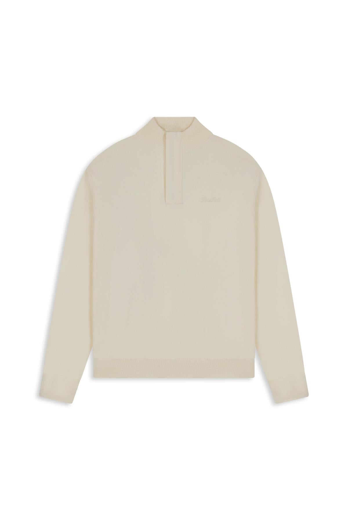 Light weight Hidden Half-zip Knit Ecru