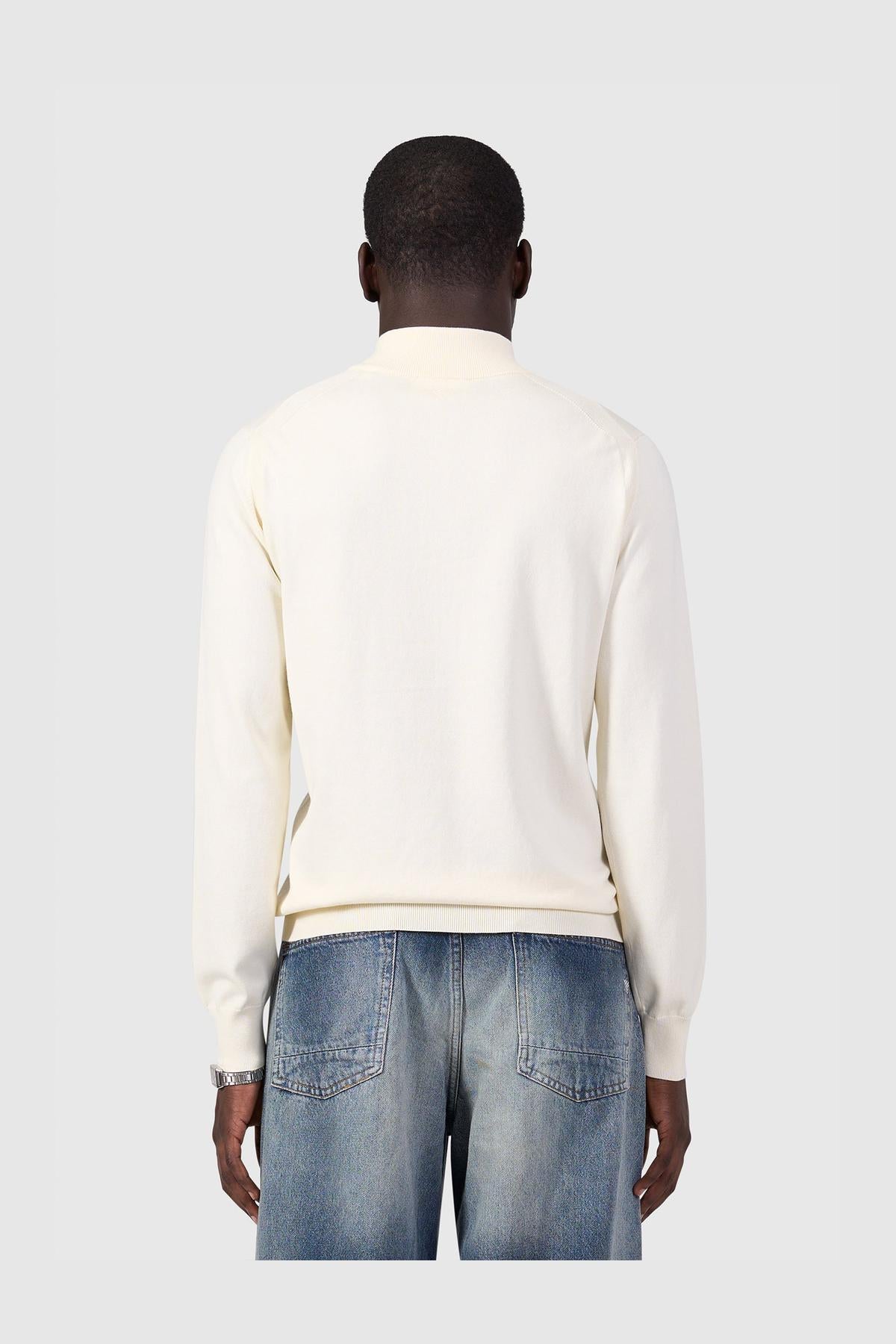 Light weight Hidden Half-zip Knit Ecru