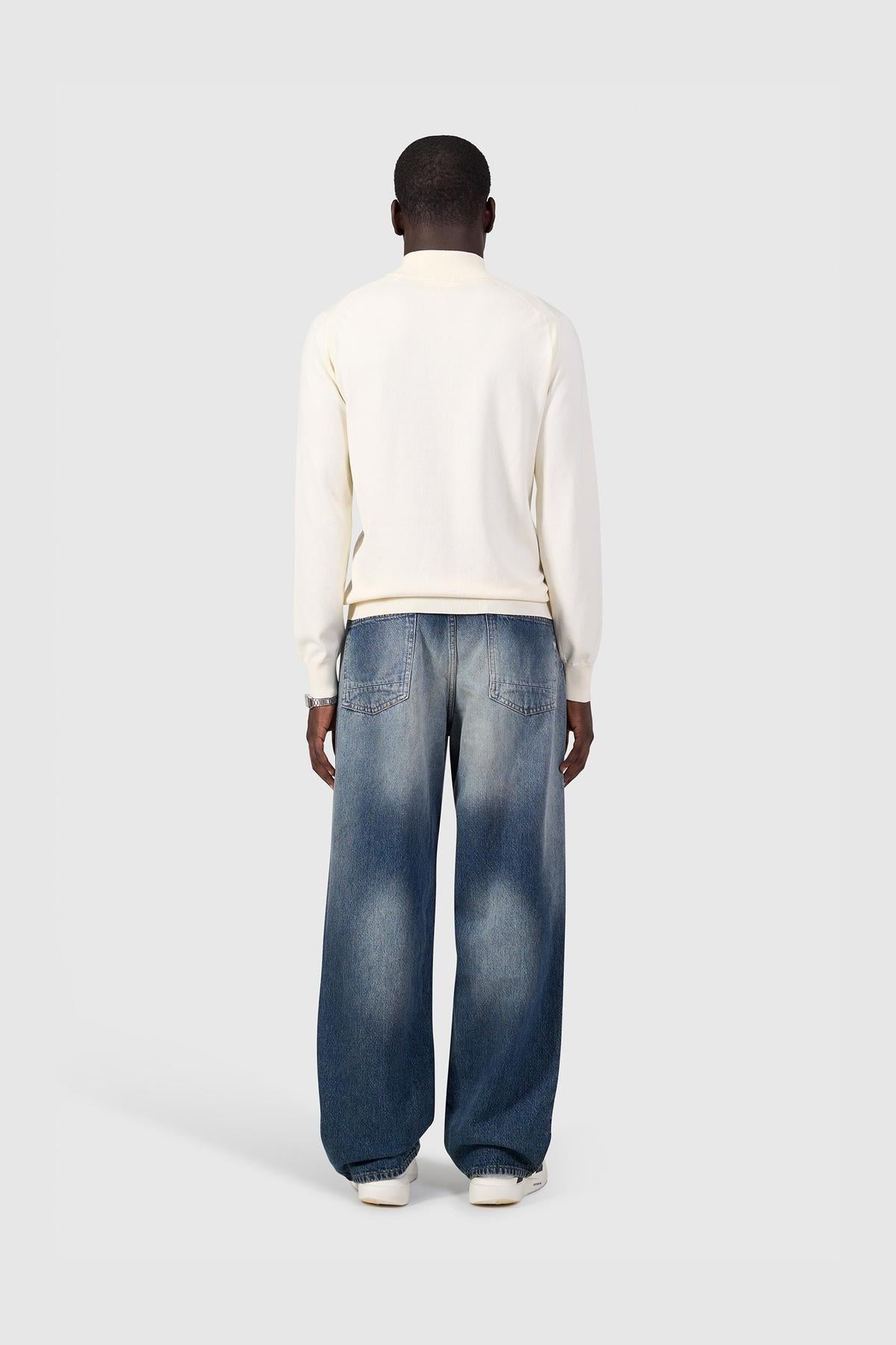 Light weight Hidden Half-zip Knit Ecru