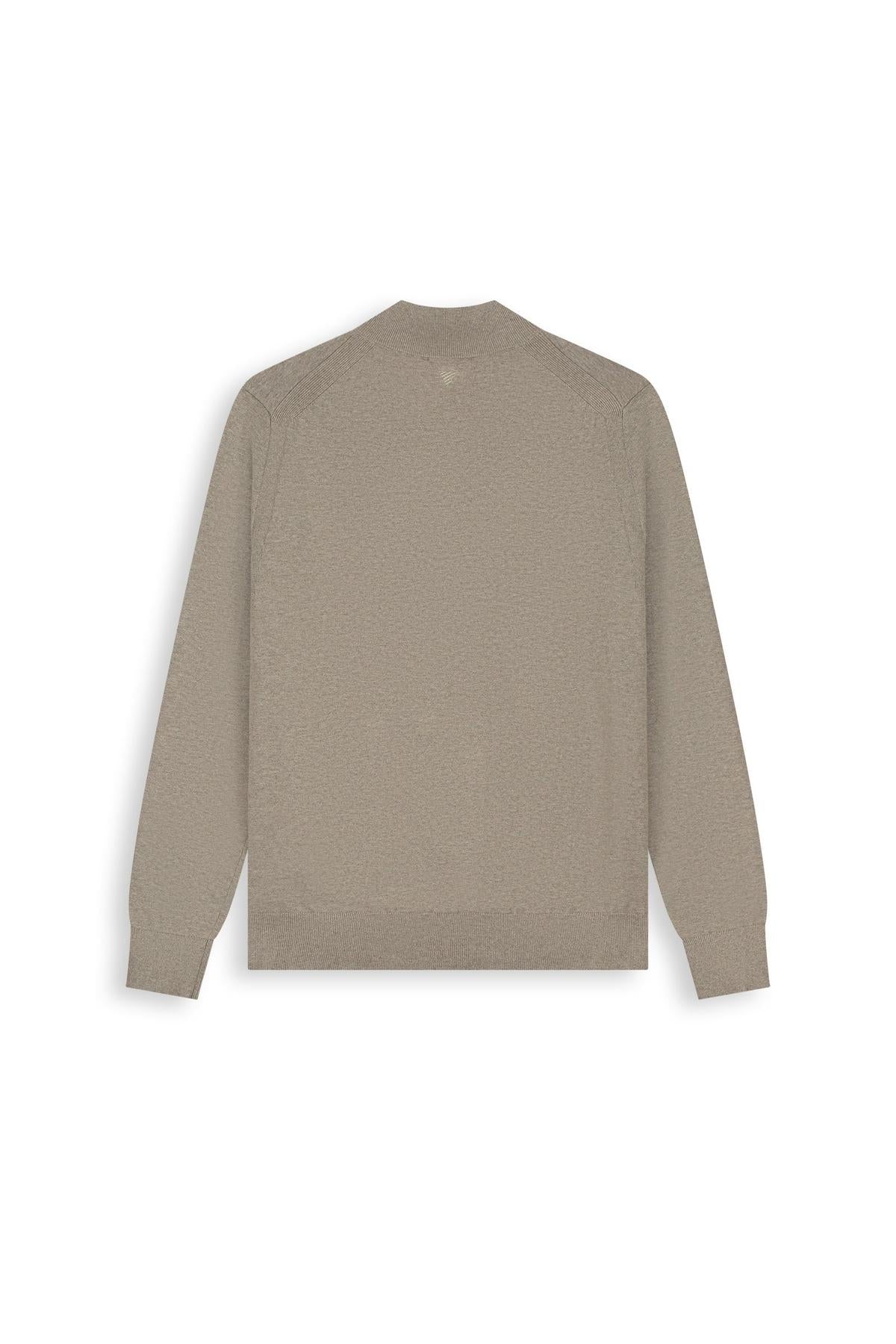 Light weight Hidden Half-zip Knit Taupe Melange