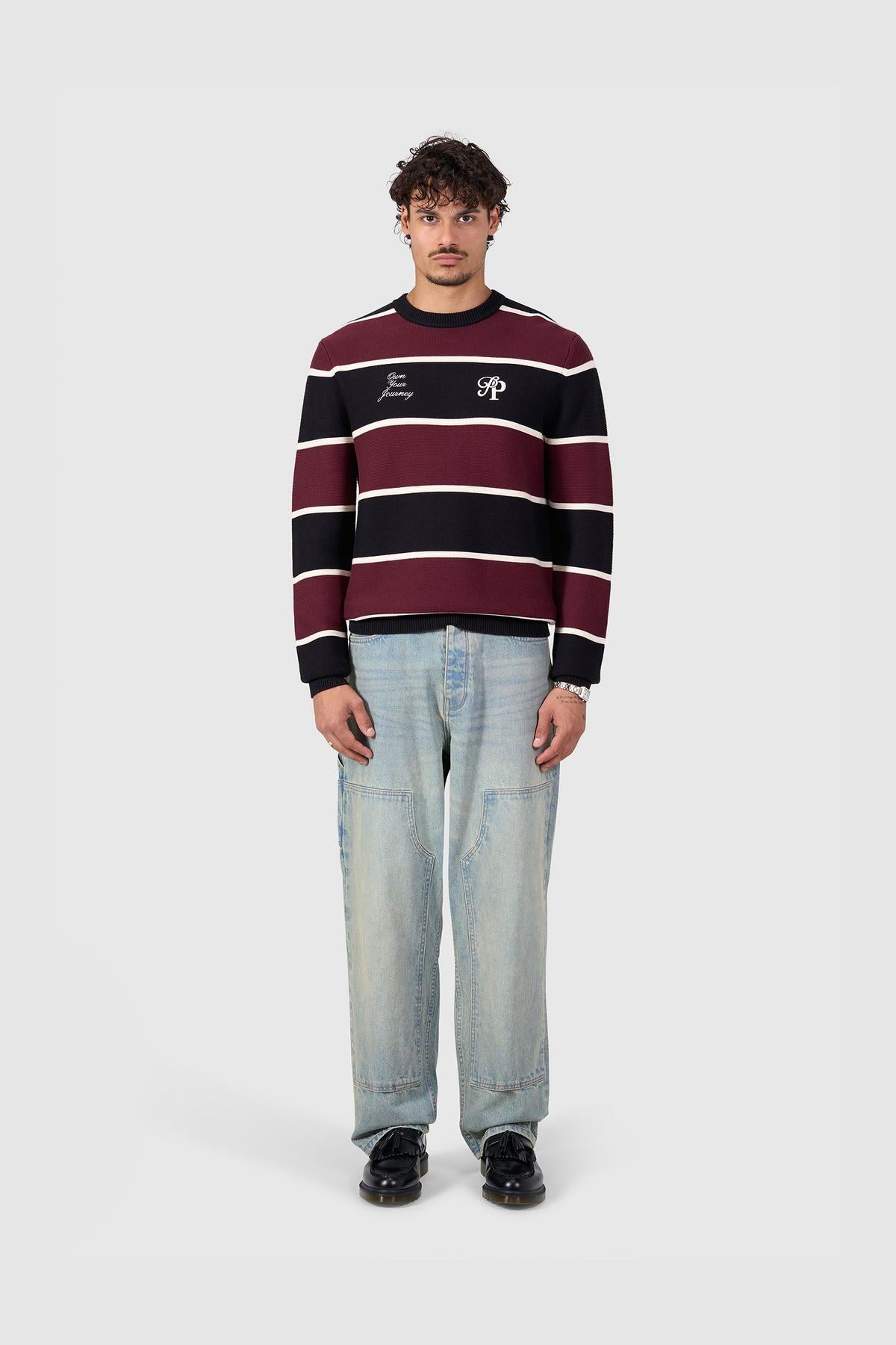 Striped Knit Sweater Black