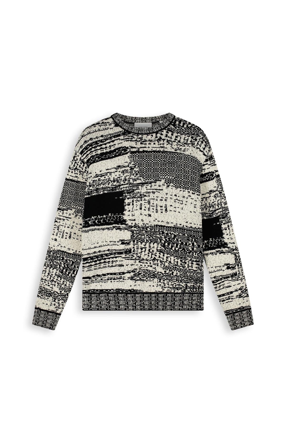 Jacquard Geometric Knit Sweater Black