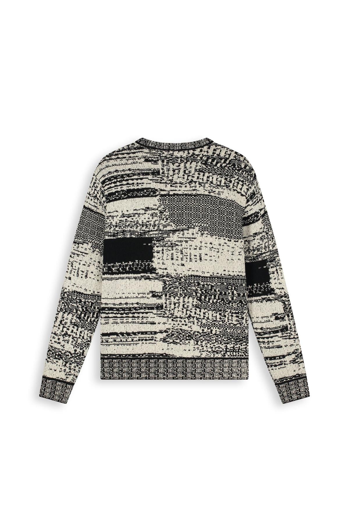 Jacquard Geometric Knit Sweater Black