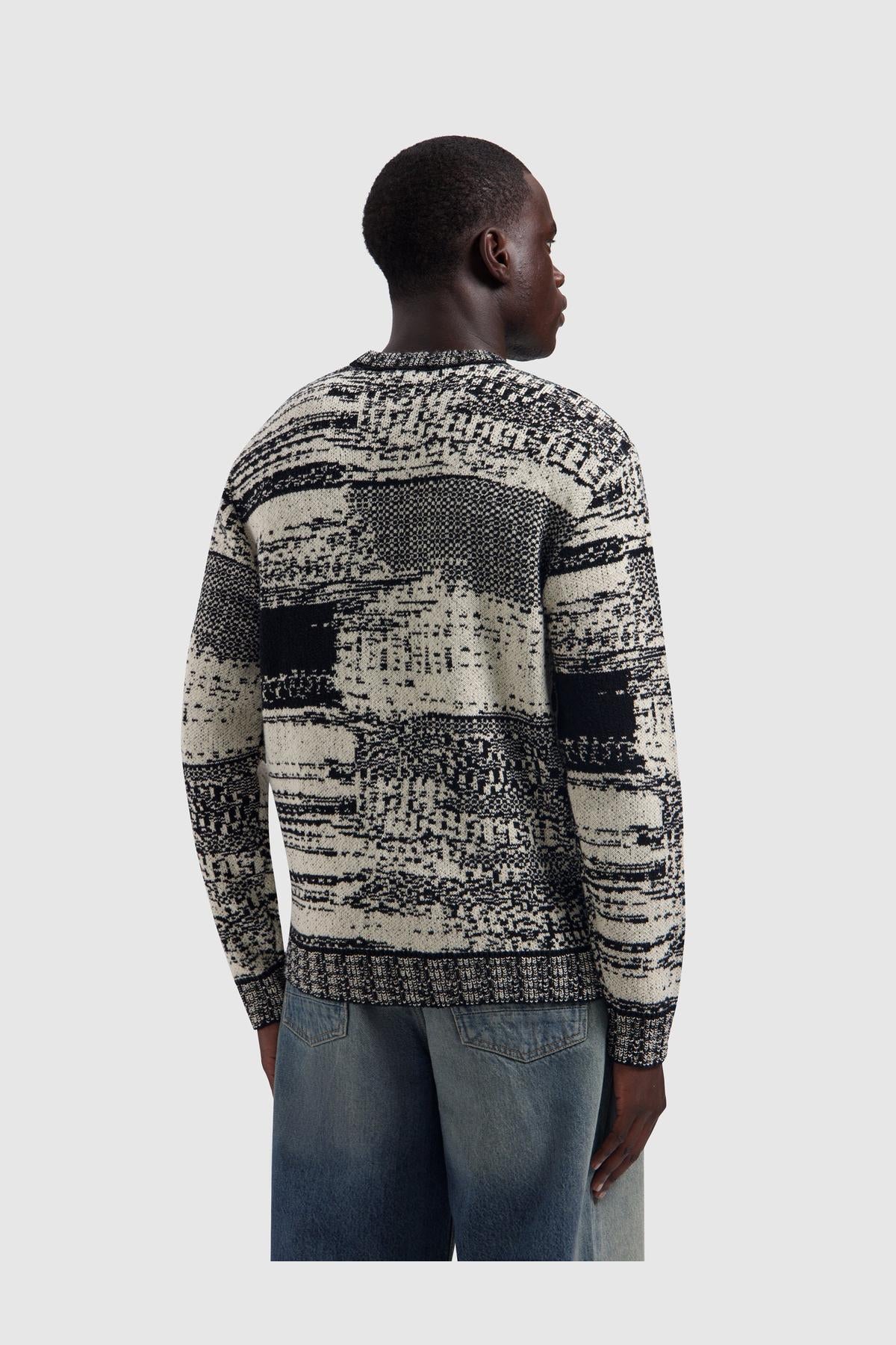 Jacquard Geometric Knit Sweater Black