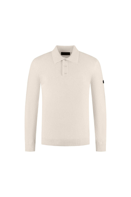 Knitted Bouclé Longsleeve Polo Off-White