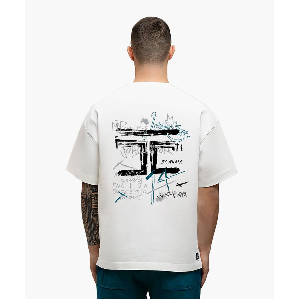 Artist Summer Set Loose Fit T-ShirtWhite-Teal-JORCUSTOM-Mansion Clothing