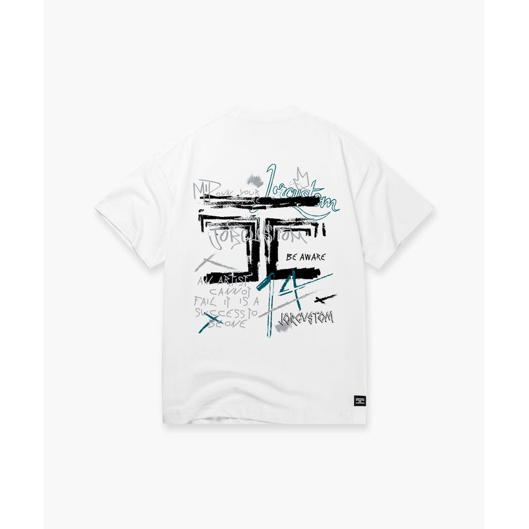 Artist Summer Set Loose Fit T-ShirtWhite-Teal-JORCUSTOM-Mansion Clothing
